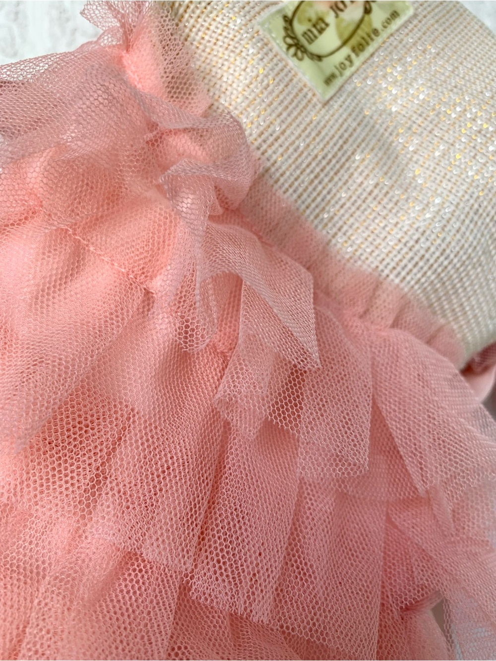 Joyfolie Girls Ruffled Rose Pink Tulle Capelet Collar - Picture 6 of 7